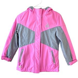 Gerry Kids Winter‎ Jacket Girls Pink Gray Hooded Insulated Coat Size 7/8